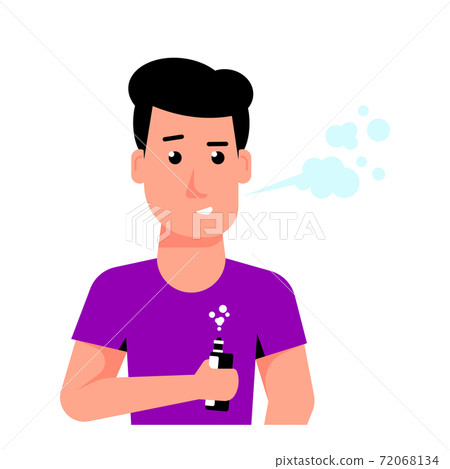 Male Character Enjoying Vape Smoking, Flat Style Vector on White Background Male Character Enjoying Vape Smoking, Flat Style Vector on White Background 72068134