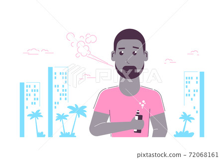 Male Character Enjoying Vape Smoking Outdoor, Flat Style Vector Male Character Enjoying Vape Smoking Outdoor, Flat Style Vector 72068161