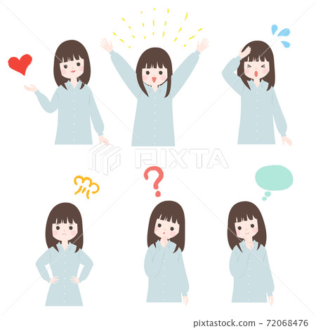 A set of young women posing with various facial expressions [no main line] 72068476