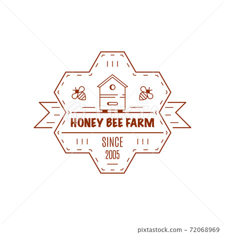 Honey production company outline badge or logo design 72068969