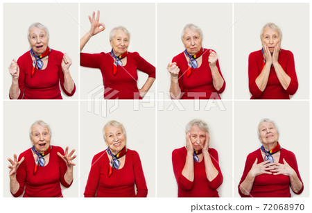 The collage from different emotions of senior woman The collage from different emotions of senior woman 72068970