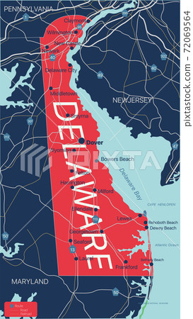 Delaware state detailed editable map Delaware state detailed editable map 72069564