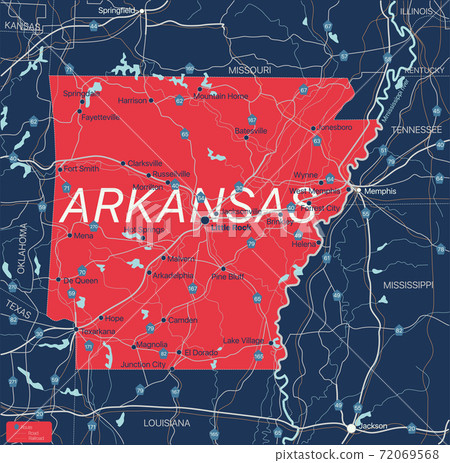 Arkanzas state detailed editable map 72069568
