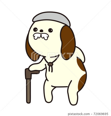 一隻年老的狗出去，比格犬的爺爺 72069695