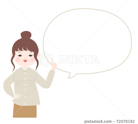 年輕女子和Fukidashi用食指解釋[無主線] 72070192