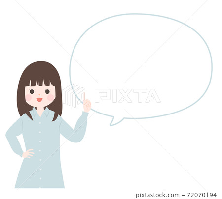 年輕女子和Fukidashi用食指解釋[無主線] 72070194