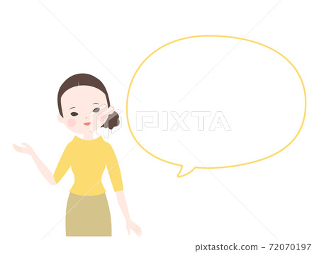 A young woman in a pose to guide and a balloon [no main line] 72070197
