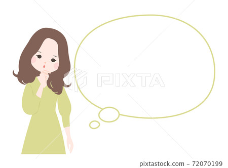 A young woman in a pose that tilts her head and a balloon [no main line] 72070199