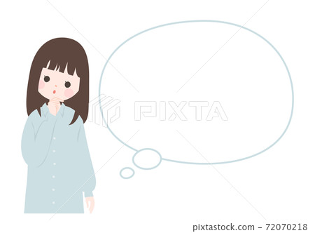 A young woman in a pose that tilts her head and a balloon [no main line] 72070218