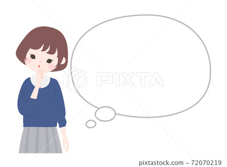 A young woman in a pose that tilts her head and a balloon [no main line] 72070219