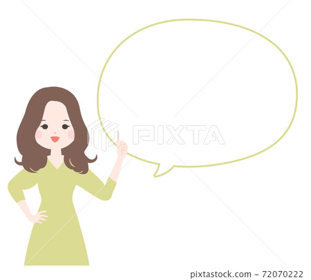 A young woman and a balloon explaining with her index finger [No main line] 72070222