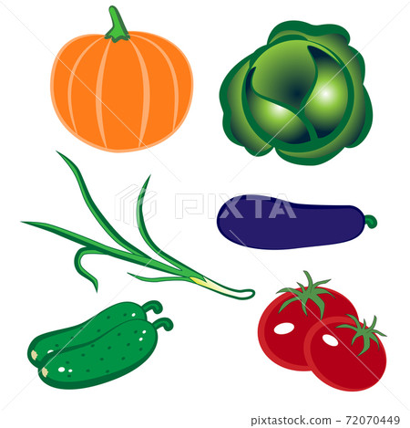Set of fresh garden vegetables on a white background. Set of fresh garden vegetables on a white background. 72070449