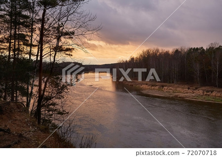 Riverside landscpe at dusk in Lighuania Riverside landscpe at dusk in Lighuania 72070718