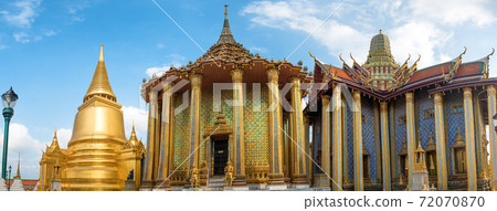 Panorama of complex of Temple of Emerald Buddha in Bangkok, Thailand 72070870