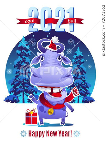 2021 Year of the Ox. Happy Chinese New Year. Cool Bull with christmas gift. Template poster, card, invitation for party with year symbol ox, bull, buffalo. Funny sketch on isolated background 2021 Year of the Ox. Happy Chinese New Year. Cool Bull with christmas gift. Template poster, card, invitation for party with year symbol ox, bull, buffalo. Funny sketch on isolated background 72071952