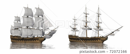 Old merchant ship - 3D render 72072166