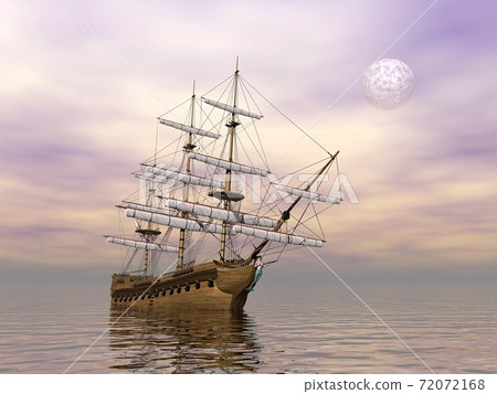 Old merchant ship - 3D render Old merchant ship - 3D render 72072168