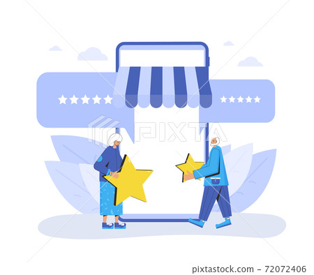 Feedback concept. People with stars in their hands Feedback concept. People with stars in their hands 72072406
