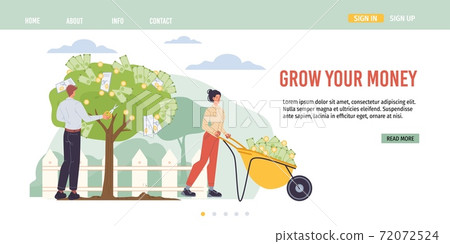 Flat cartoon characters make profit,financial vector illustration concept 72072524