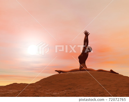 Monkey pose, hanumanasana - 3D render Monkey pose, hanumanasana - 3D render 72072765