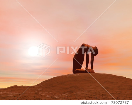 Camel pose, ustrasana - 3D render Camel pose, ustrasana - 3D render 72072787