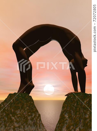 Yoga between two rocks - 3D render 72072805