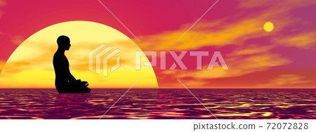 Meditation at sunset - 3D render Meditation at sunset - 3D render 72072828