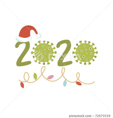 2020 Quarantine Merry Christmas New year numbers with covid symbol New year quarantine party element. 2020 Quarantine Merry Christmas New year numbers with covid symbol New year quarantine party element. 72073539