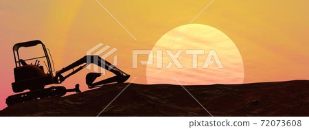 Excavator by sunset Excavator by sunset 72073608