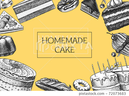 Cake banner or poster. Hand drawn bakery... - Stock Illustration [72073683]  - PIXTA