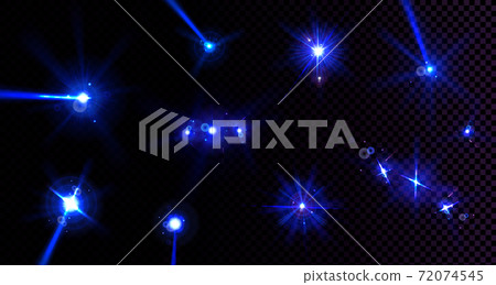 Lens flares, light flashes with blue beams 72074545