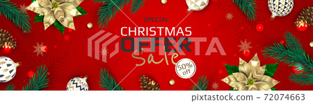 Christmas banner. Background Xmas objects viewed from above. BackgroundMerry Christmas and happy New Year Christmas banner. Background Xmas objects viewed from above. BackgroundMerry Christmas and happy New Year 72074663