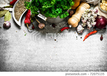 Fresh parsley with spices 72075135