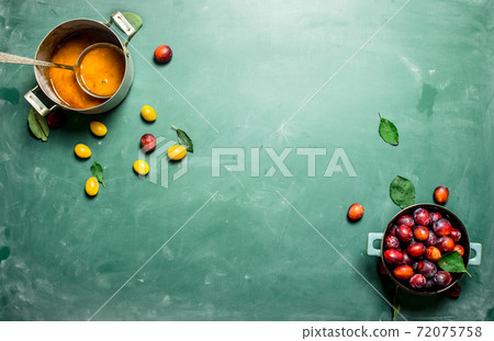 Fresh mashed ripe plums. Fresh mashed ripe plums. 72075758