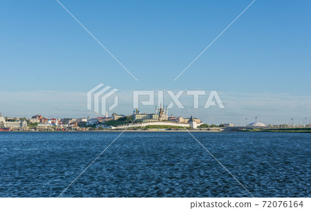 view of the Kremlin and the center of Kazan from the other bank of the Kazanka River, photo was taken on a sunny day view of the Kremlin and the center of Kazan from the other bank of the Kazanka River, photo was taken on a sunny day 72076164