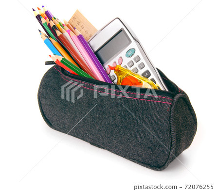 Bag with school tools on a white background. 72076255