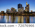 Modern panorama of Frankfurt at evening 72076966
