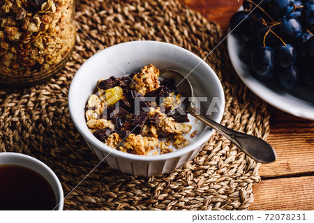 Bowl of Granola with Chocolate for Breakfast Bowl of Granola with Chocolate for Breakfast 72078231