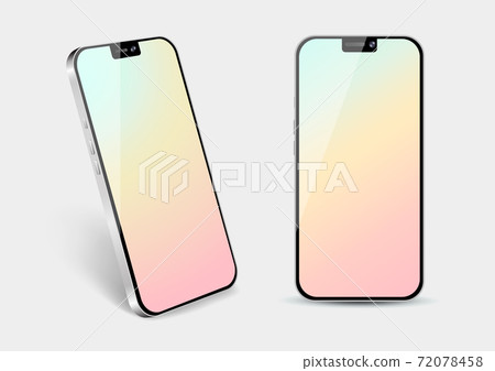 Realistic smartphone mockup. Front side and angle. Mockup template in pastel colors. Vetor illustration Realistic smartphone mockup. Front side and angle. Mockup template in pastel colors. Vetor illustration 72078458