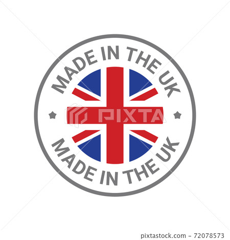 Made in UK Britain flag logo. English brand sticker made in Britain vector stamp Made in UK Britain flag logo. English brand sticker made in Britain vector stamp 72078573