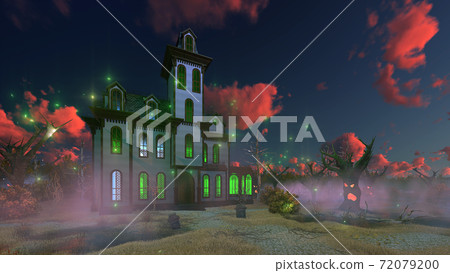 Spooky mansion at dark mystical dusk 3D 72079200