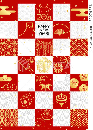 New Year's card 2021 checkered pattern New Year's card 2021 checkered pattern 72079778