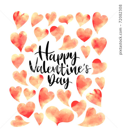 情人節水彩心和手繪人物素材 72082308