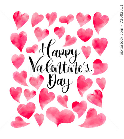 情人節水彩心和手繪人物素材 情人節水彩心和手繪人物素材 72082311