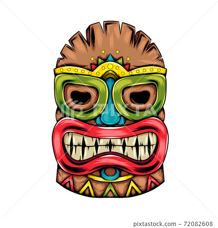 The the tiki island traditional mask with the big smile of the mask for the party 72082608