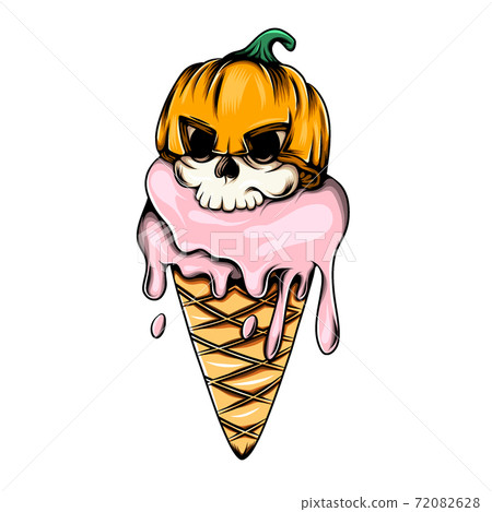 The monster pink ice cream cone with the head skull for the food inspiration The monster pink ice cream cone with the head skull for the food inspiration 72082628