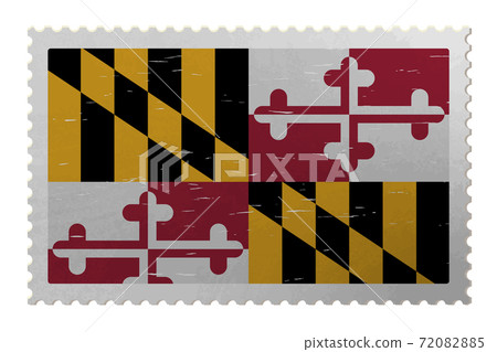 Maryland US flag on old postage stamp, vector 72082885