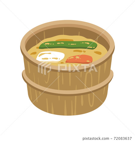 Illustration of Nukazuke and Nukazuke vegetables in a wooden barrel Illustration of Nukazuke and Nukazuke vegetables in a wooden barrel 72083637