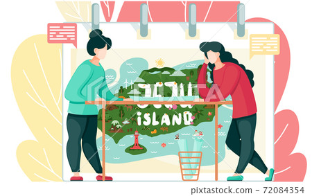 Women tourists are going on a trip, looking at the map for travel to the south korean island Jeju Women tourists are going on a trip, looking at the map for travel to the south korean island Jeju 72084354