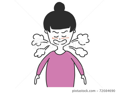 Monochrome woman suffering from sneezing Monochrome woman suffering from sneezing 72084690